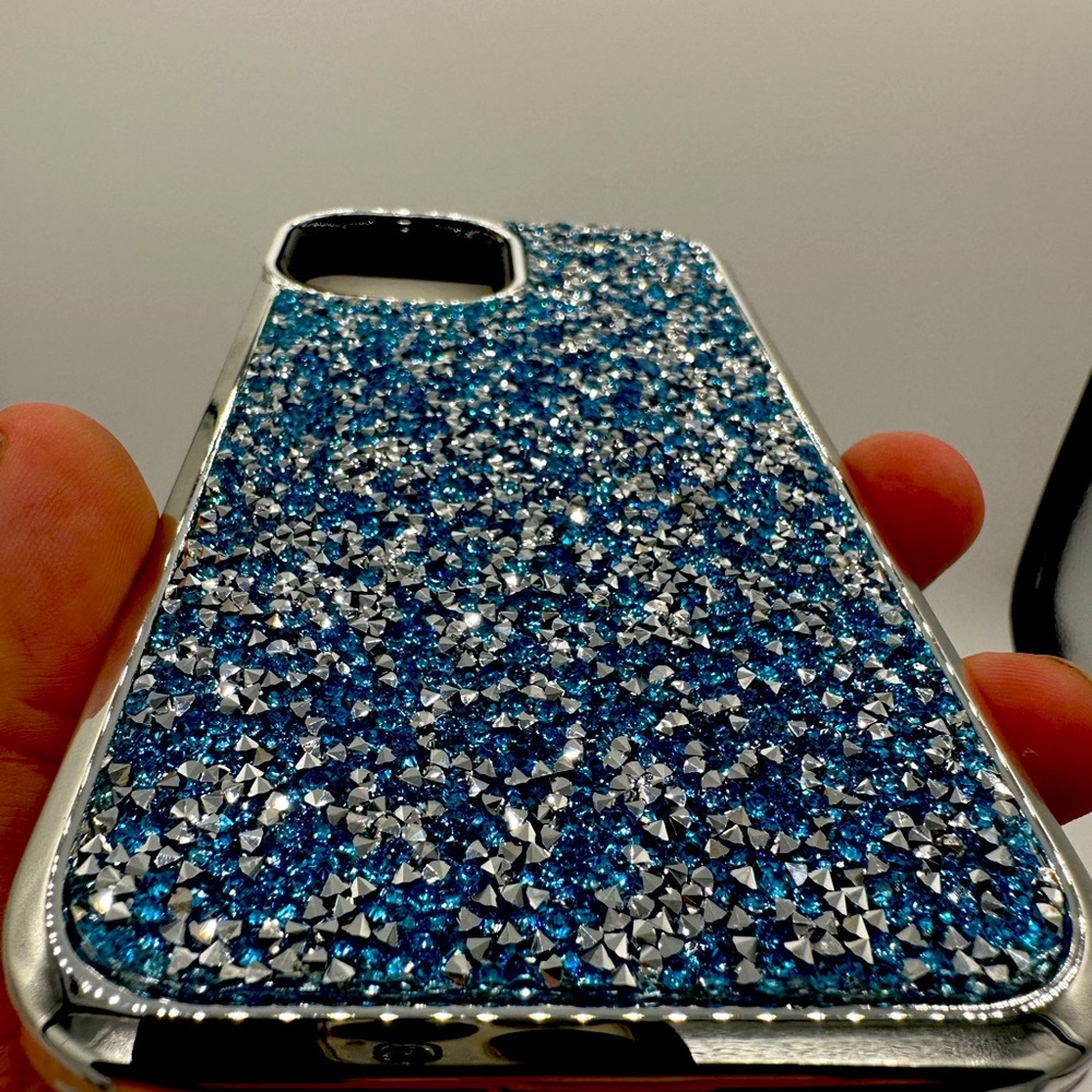 iPhone 14 6.1 blue and silver sparkle case.  New